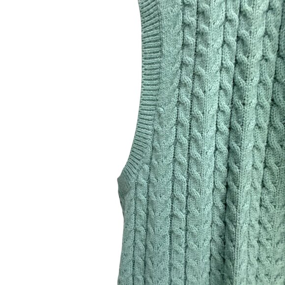Alfred Dunner Sage Green Cable Knit Sleeveless Cardigan Vest 44 Cottagecore - Picture 4 of 8